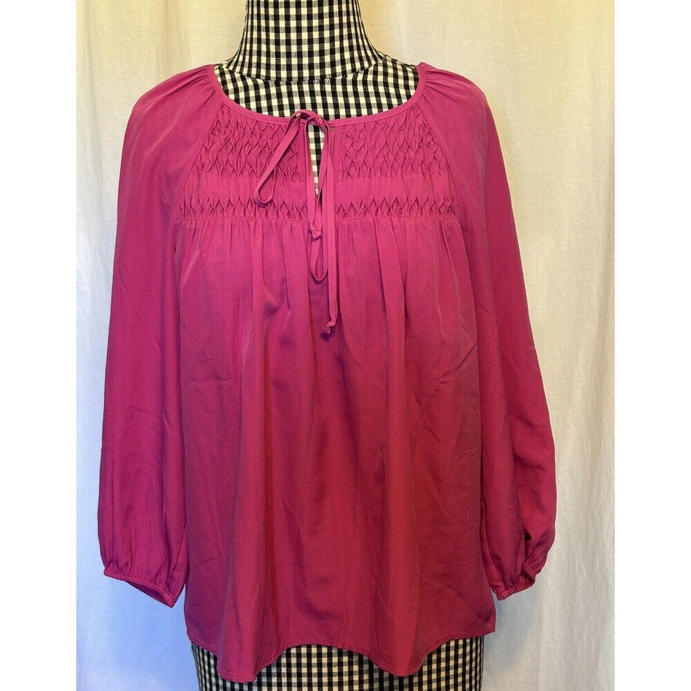 Anthropologie Daniel Rainn Austen 3/4 Sleeve Smocked Blouse Pink Size XS NWT